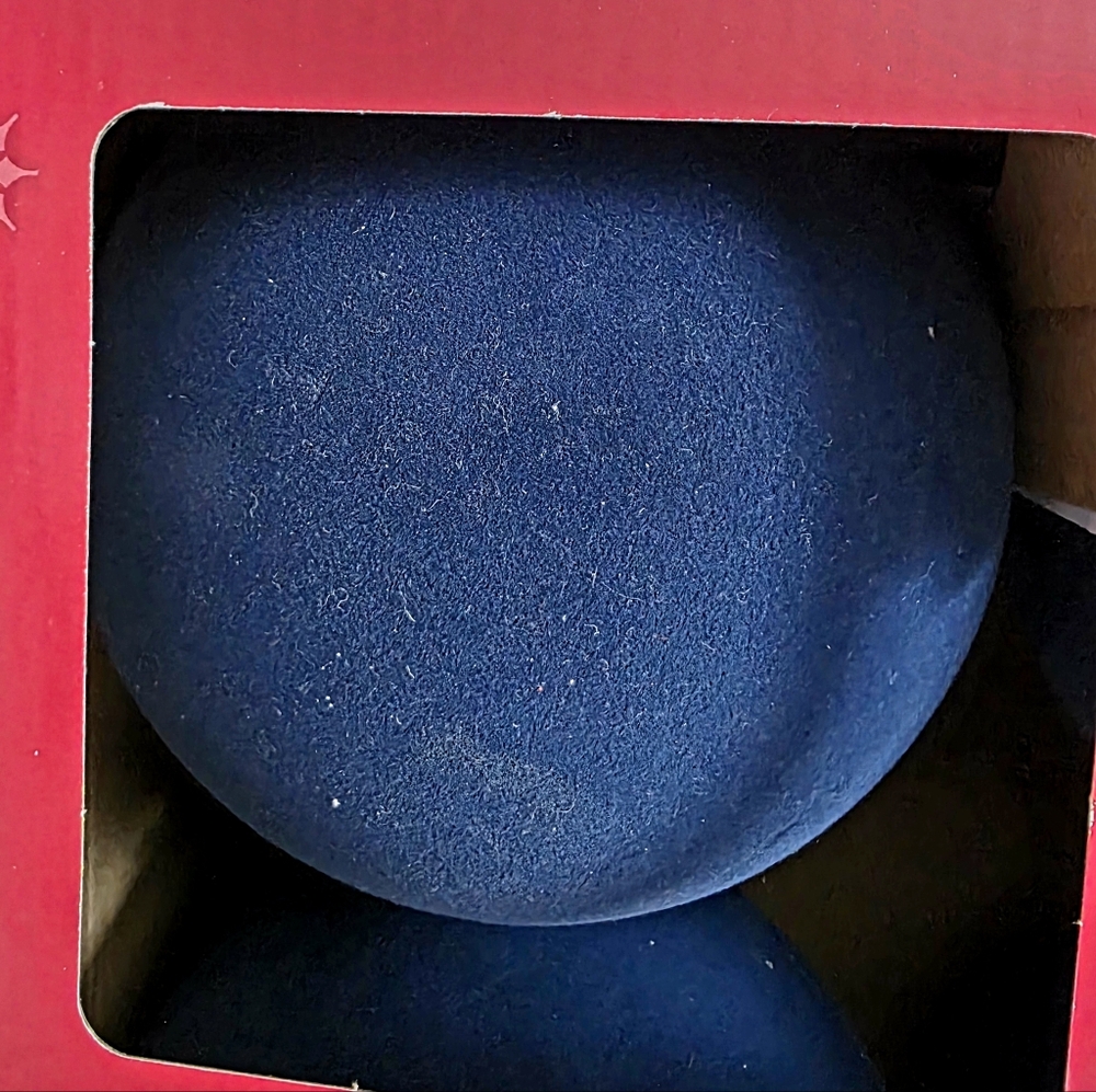 New Holiday Time Flocked Jumbo Shatterproof Christmas Ornaments 6" Navy Blue - Picture 6 of 8